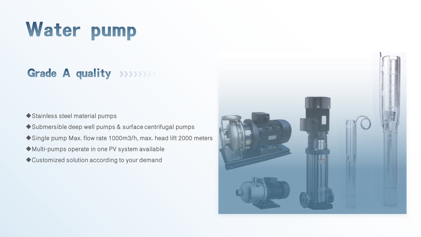 Water pump products for solar pump projects