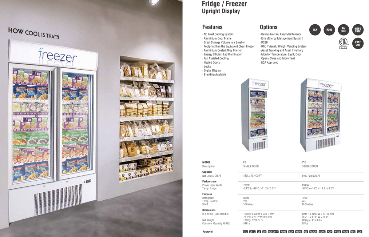 Upright display freezer